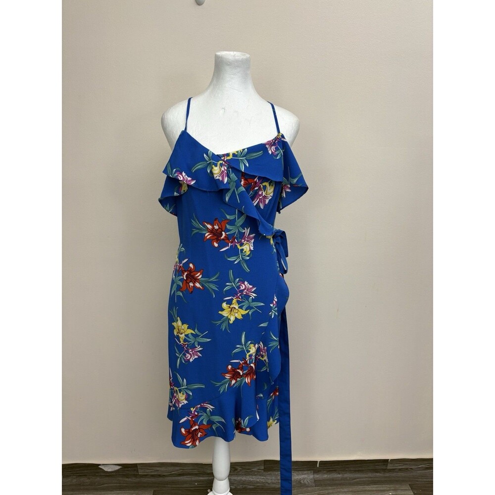 Sandy & Sid Women’s Wrap Dress Floral Large Cold Shoulder  Ruffle Surplice Neck